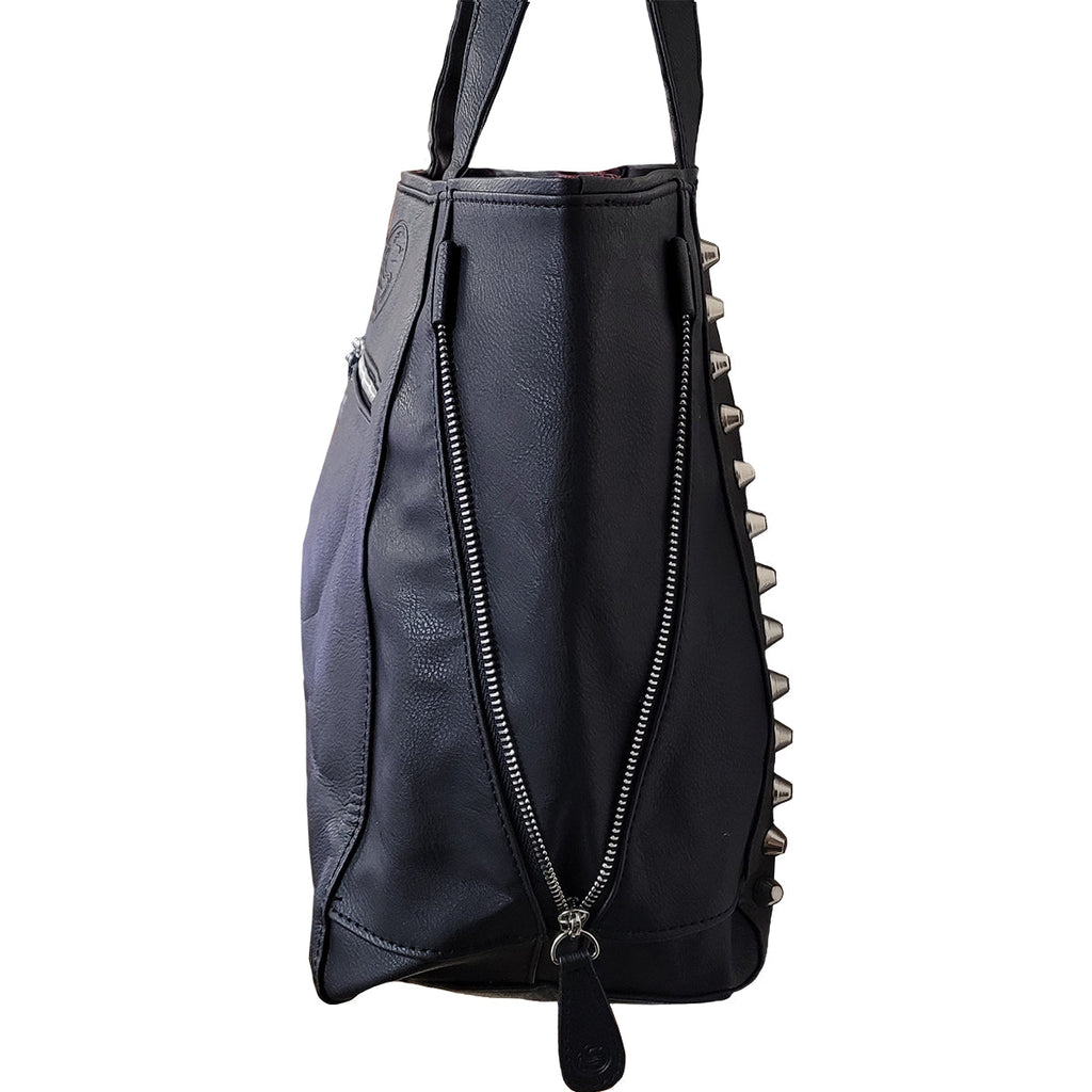 Black Cat PU leather tote bag back view