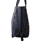 Black Cat PU leather tote bag back view