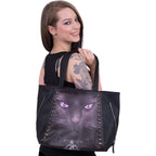 Black Cat studded tote bag close detail