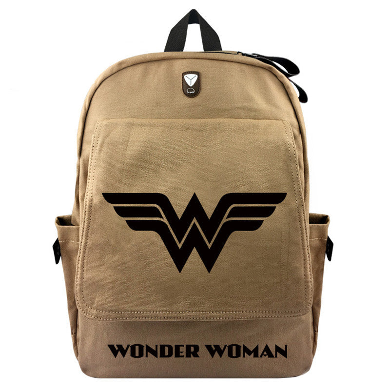 Wonder Woman canvas travel backpack front view