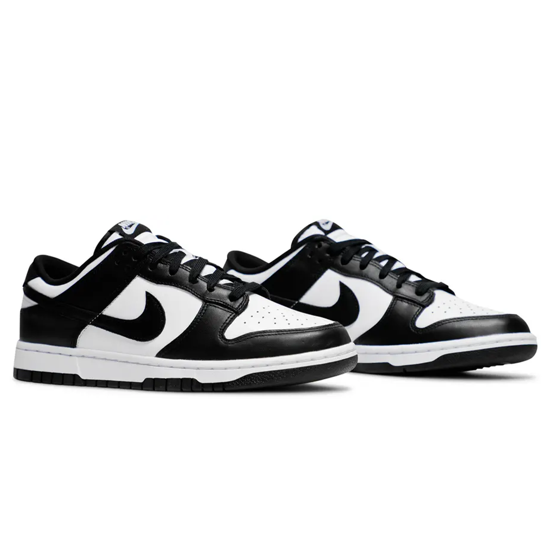 Nike Dunk Low Black White trainers top view showing laces