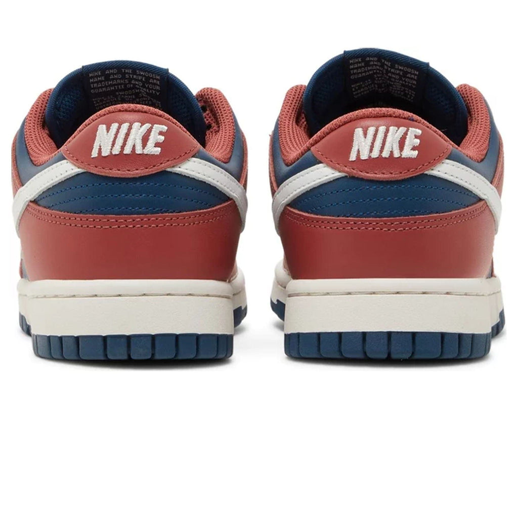 Nike Dunk Low Womens Canyon Rust Blue trainers rear heel view