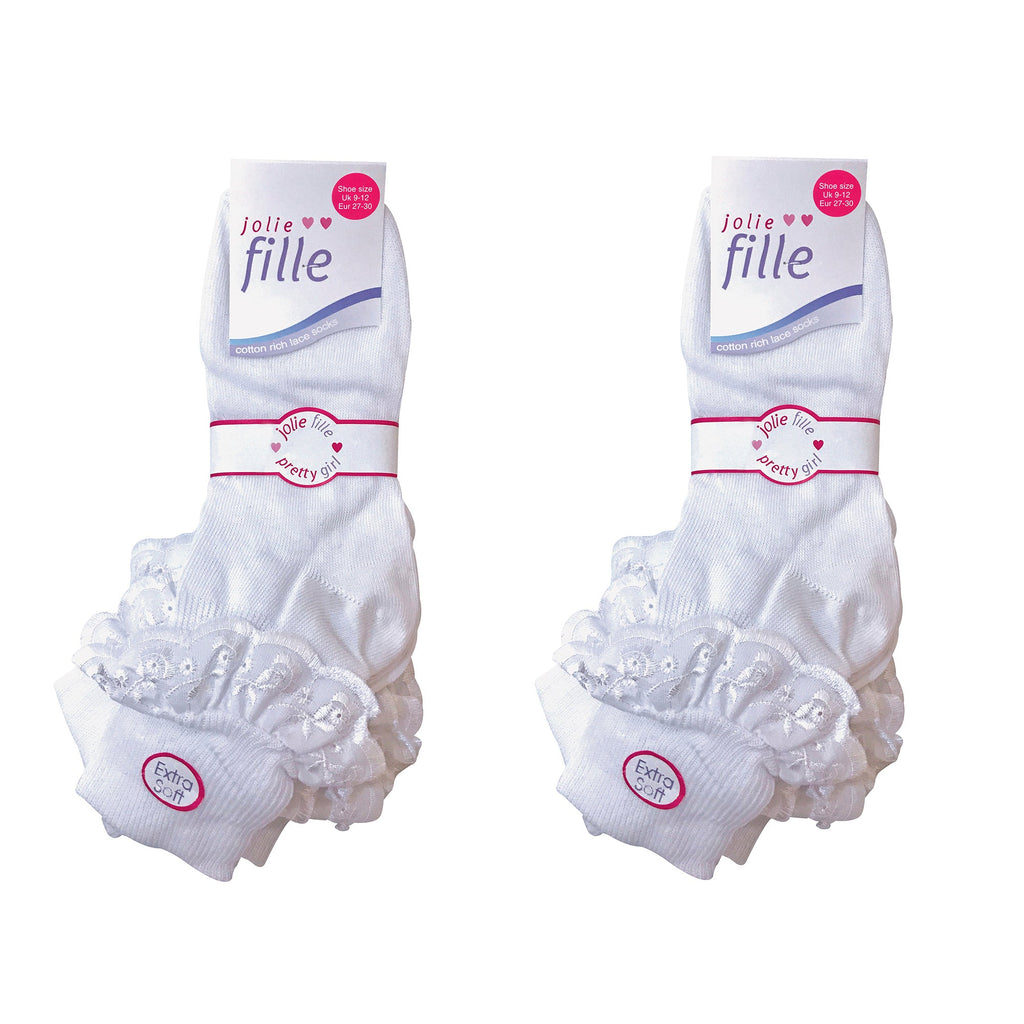 Sock Snob 6 Pack Girls Frilly Fancy Lace Cotton Socks