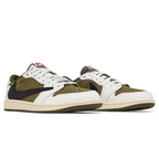 Air Jordan 1 Low OG Travis Scott Medium Olive trainers top view showing laces
