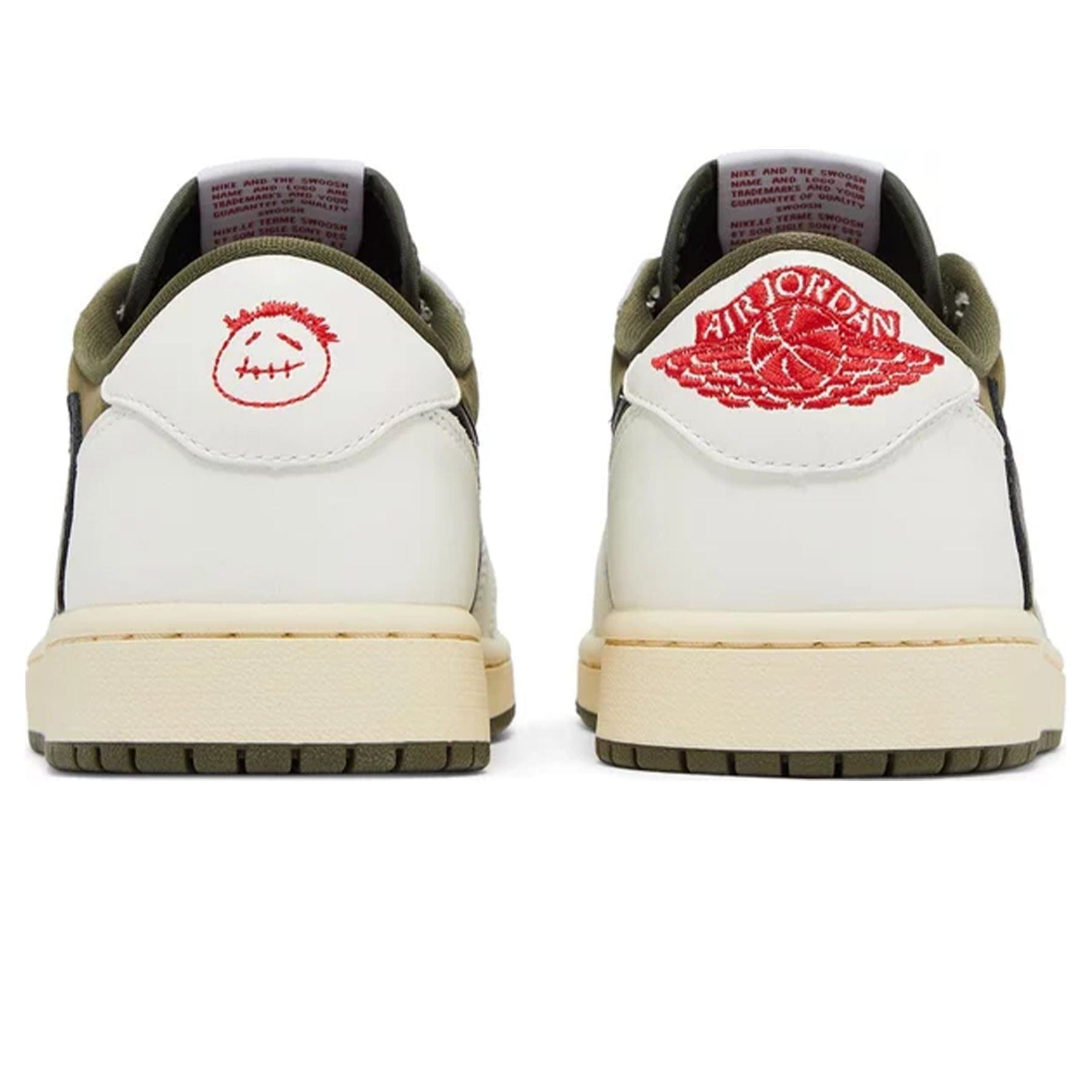 Air Jordan 1 Low OG Travis Scott Medium Olive trainers rear heel view