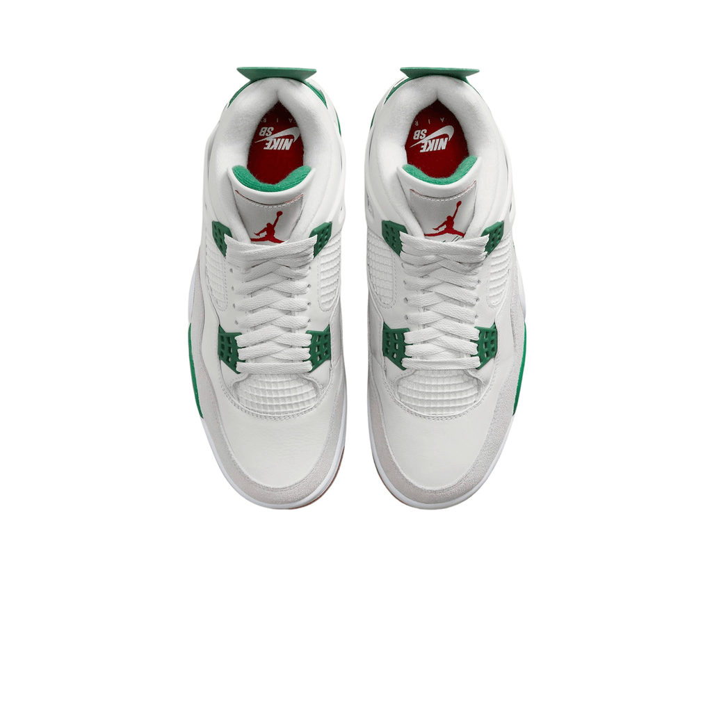 Nike SB x Air Jordan 4 Retro Pine Green trainers top view showing laces