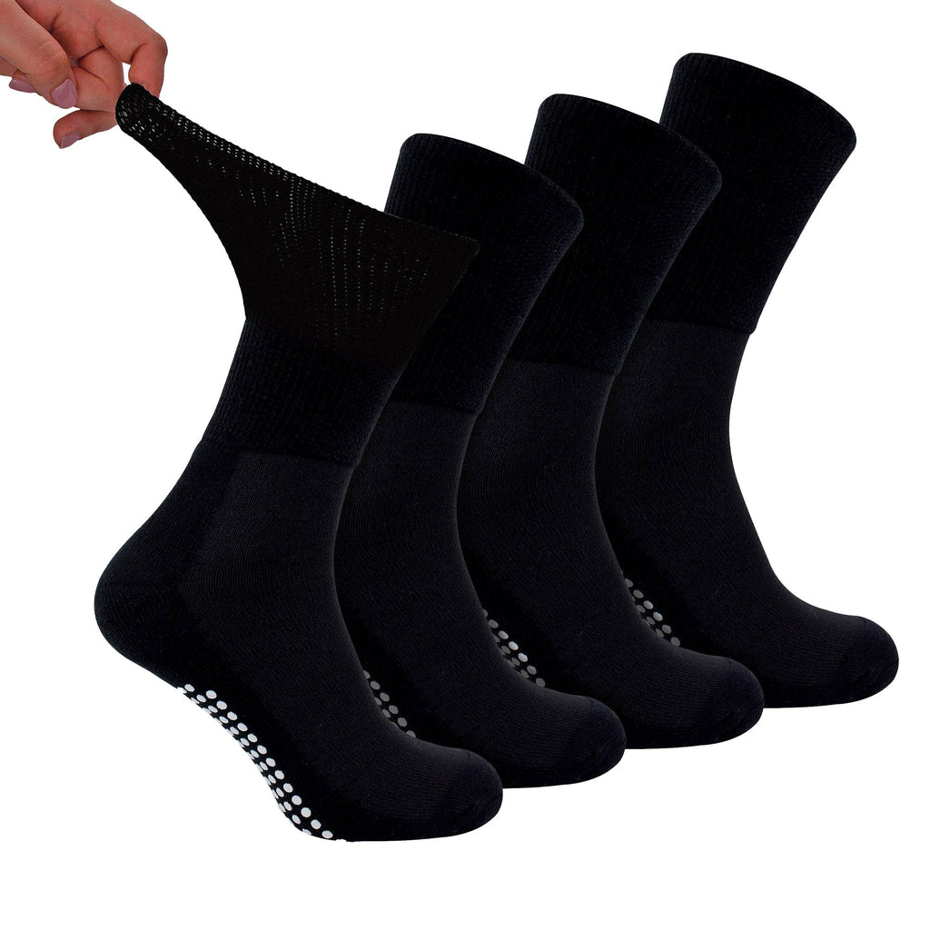 Sock Snob 4 Pack Bamboo Diabetic Socks With Grips for Men and Women