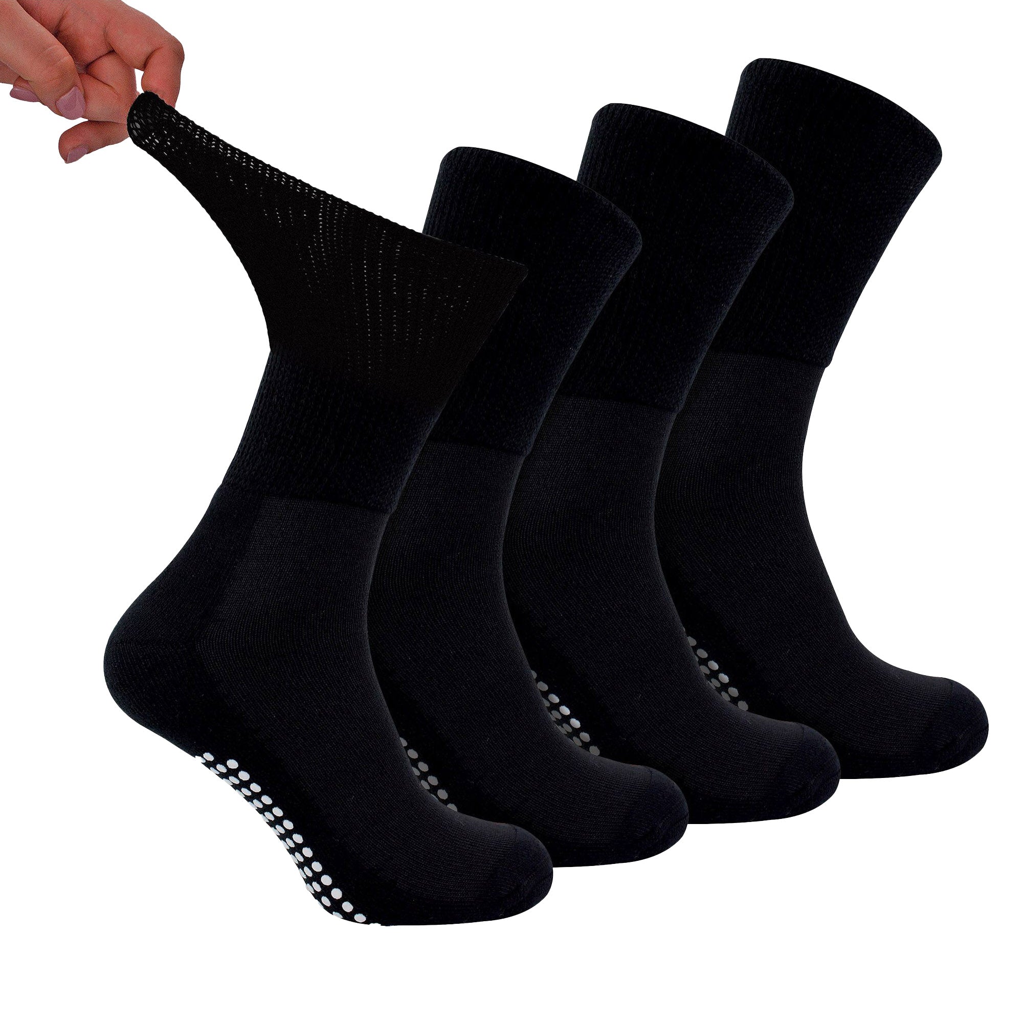 Sock Snob 4 Pack Bamboo Diabetic Socks With Grips for Men and Women