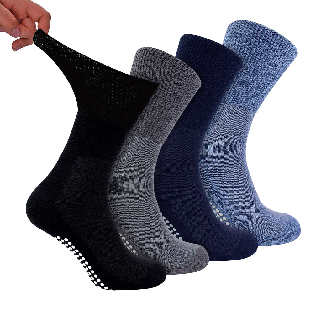 Sock Snob 4 Pack Bamboo Diabetic Socks With Grips for Men and Women