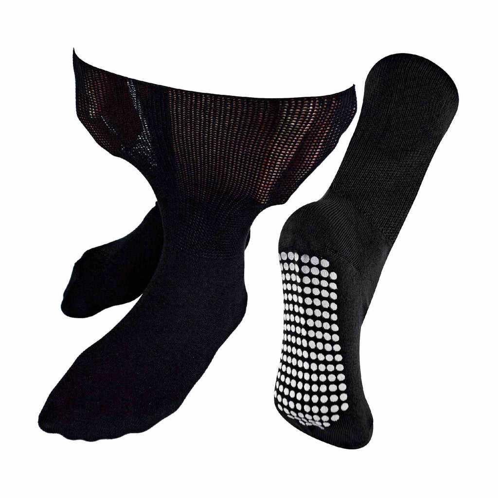 Sock Snob 1 Pack Extra Wide Bamboo Oedema Socks with Grips