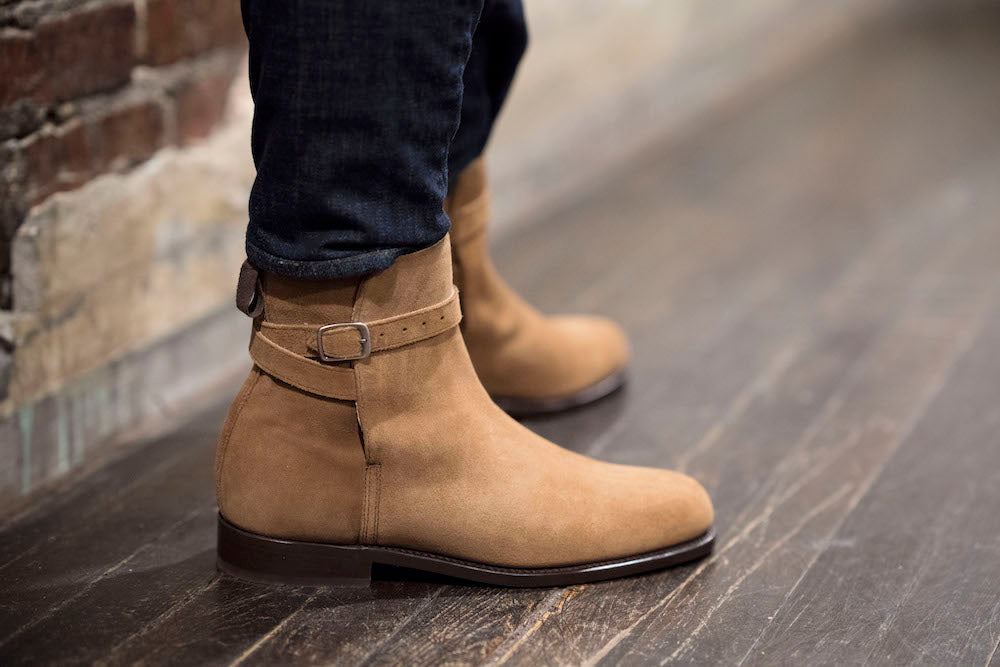 Hugs & Co Mens Tobacco Suede Jodhpur Boots Welted Leather Sole