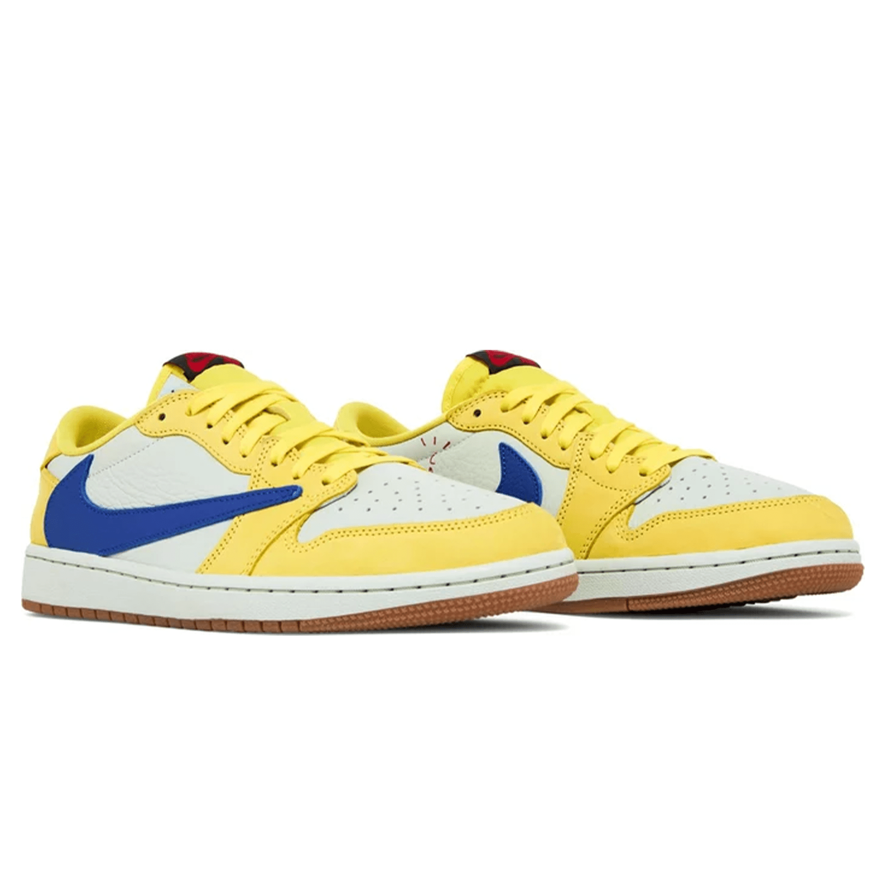 Air Jordan 1 Low OG Travis Scott Womens Canary trainers top view showing laces