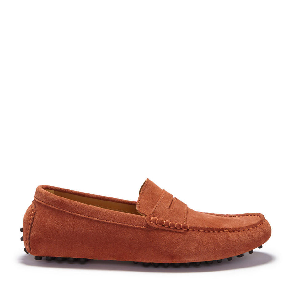 Hugs & Co Mens Penny Driving Loafers Rust Suede
