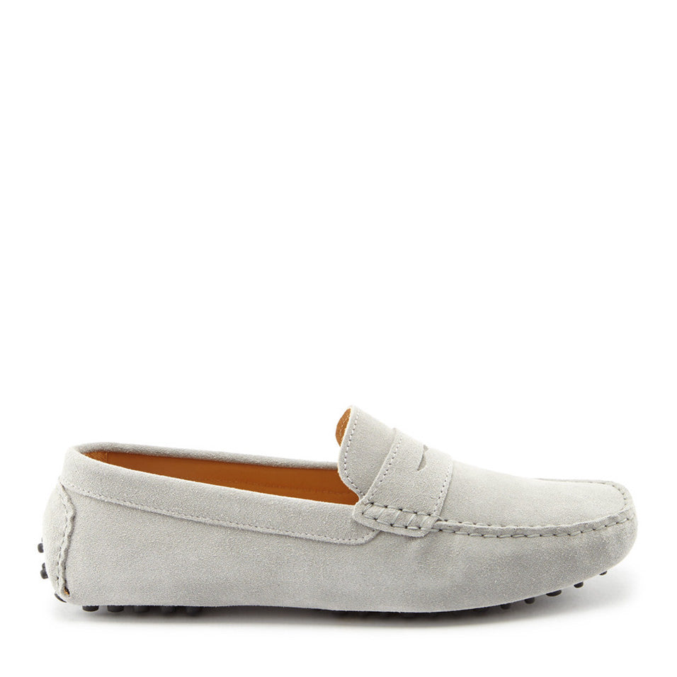Hugs & Co Mens Penny Driving Loafers Dove Grey Suede