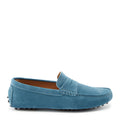 Hugs & Co Mens Penny Driving Loafers Petrol Blue Suede