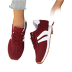 Womens Low Top Lace Up Burgundy Trainers