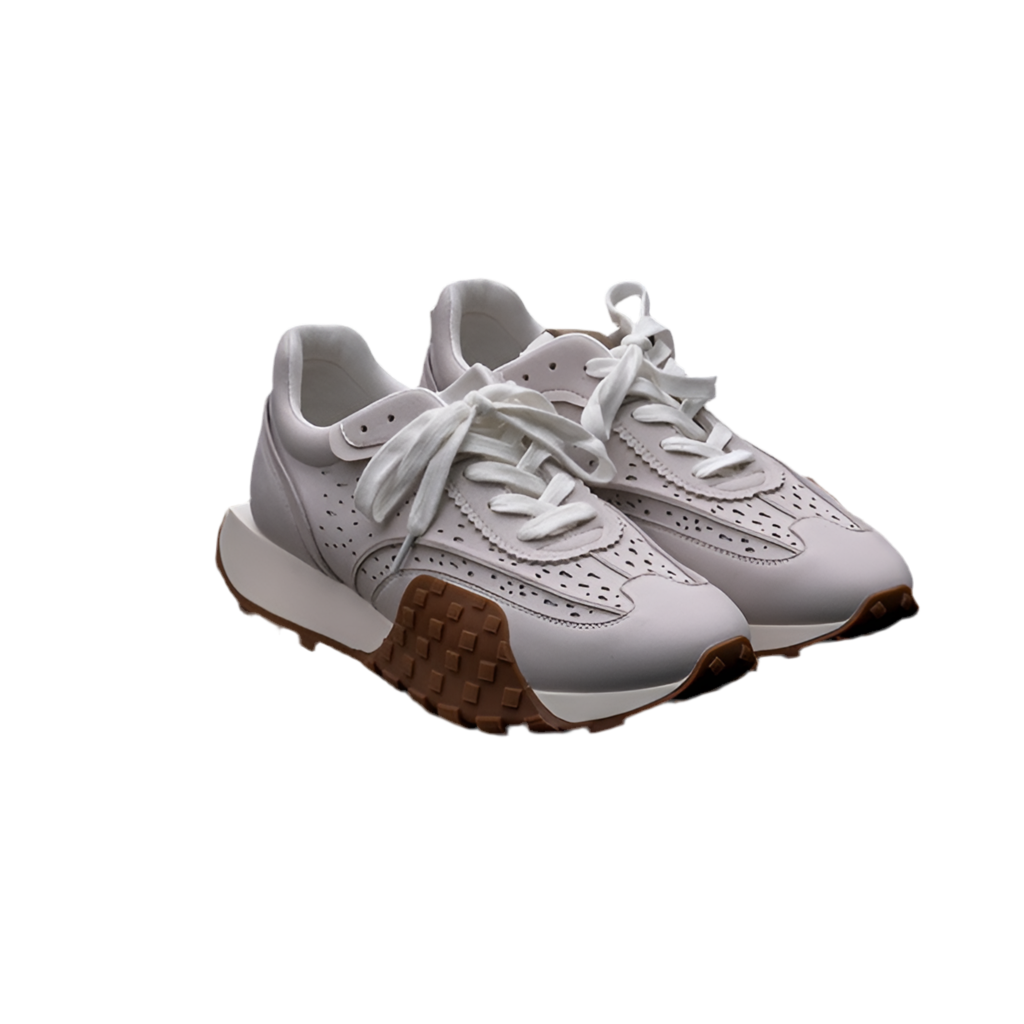 Leather Non Slip Breathable Thick Sole Grey Trainers