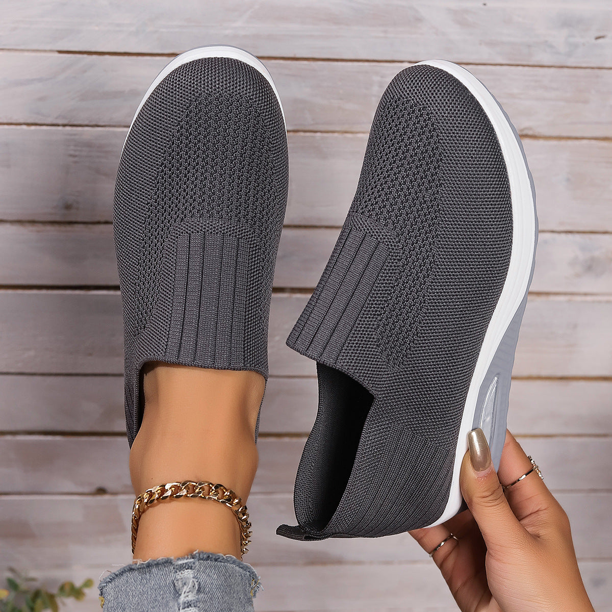 Womens Breathable Mesh Lightweight Thick Sole Memory Foam Walking Shoes