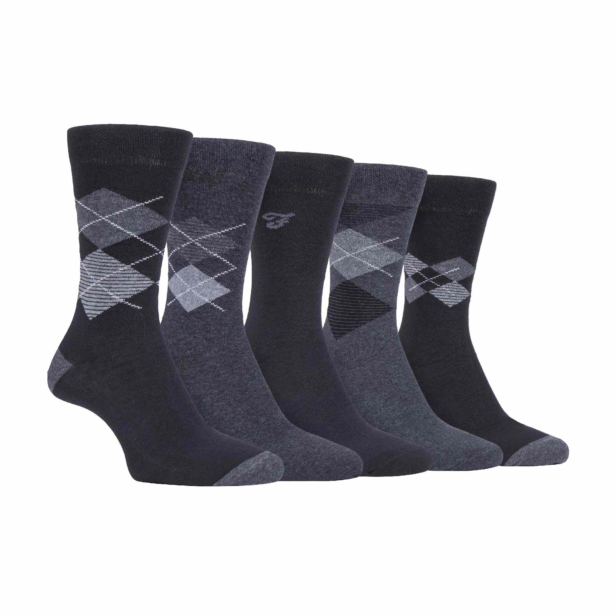 Gentle Grip 5 Pack Mens Patterned Cotton Dress Socks