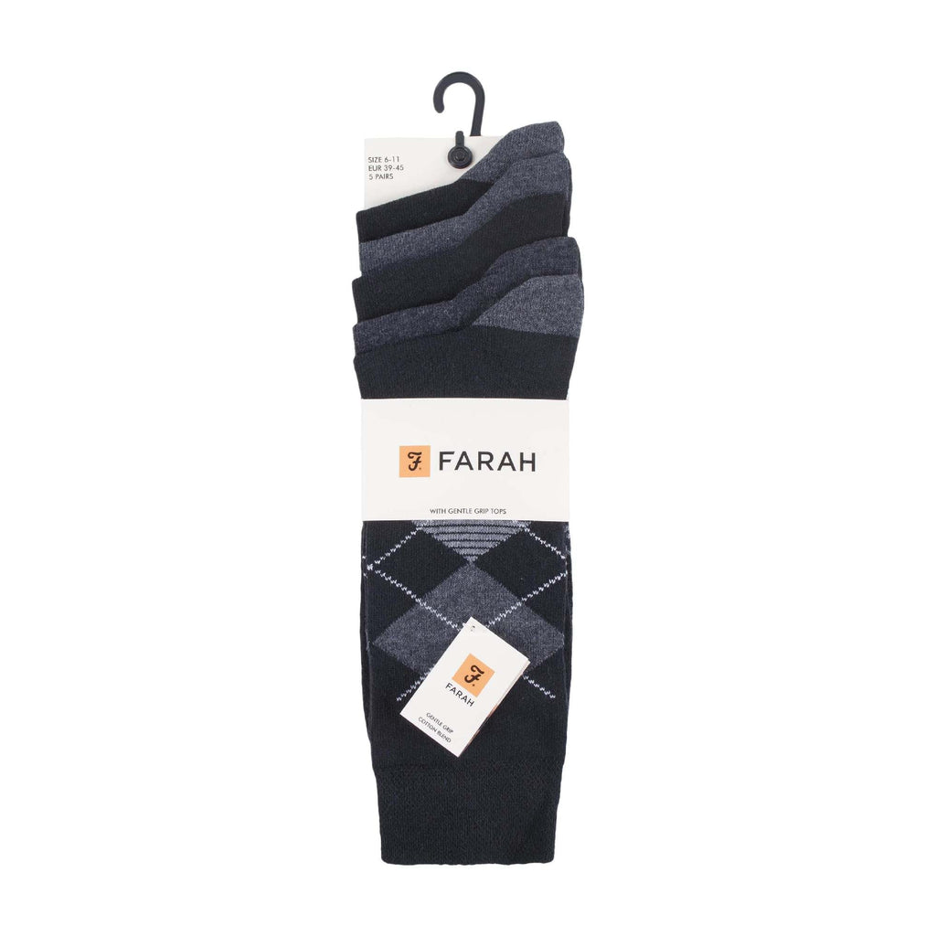 Gentle Grip 5 Pack Mens Patterned Cotton Dress Socks