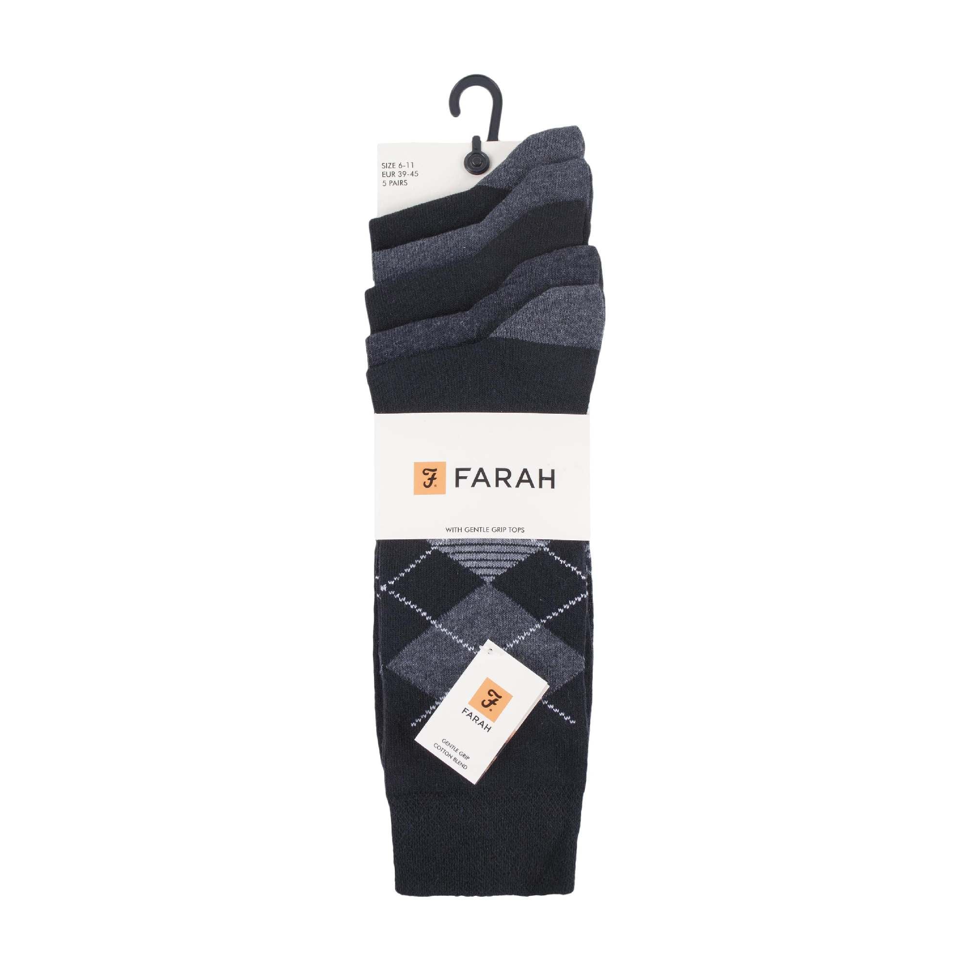 Gentle Grip 5 Pack Mens Patterned Cotton Dress Socks