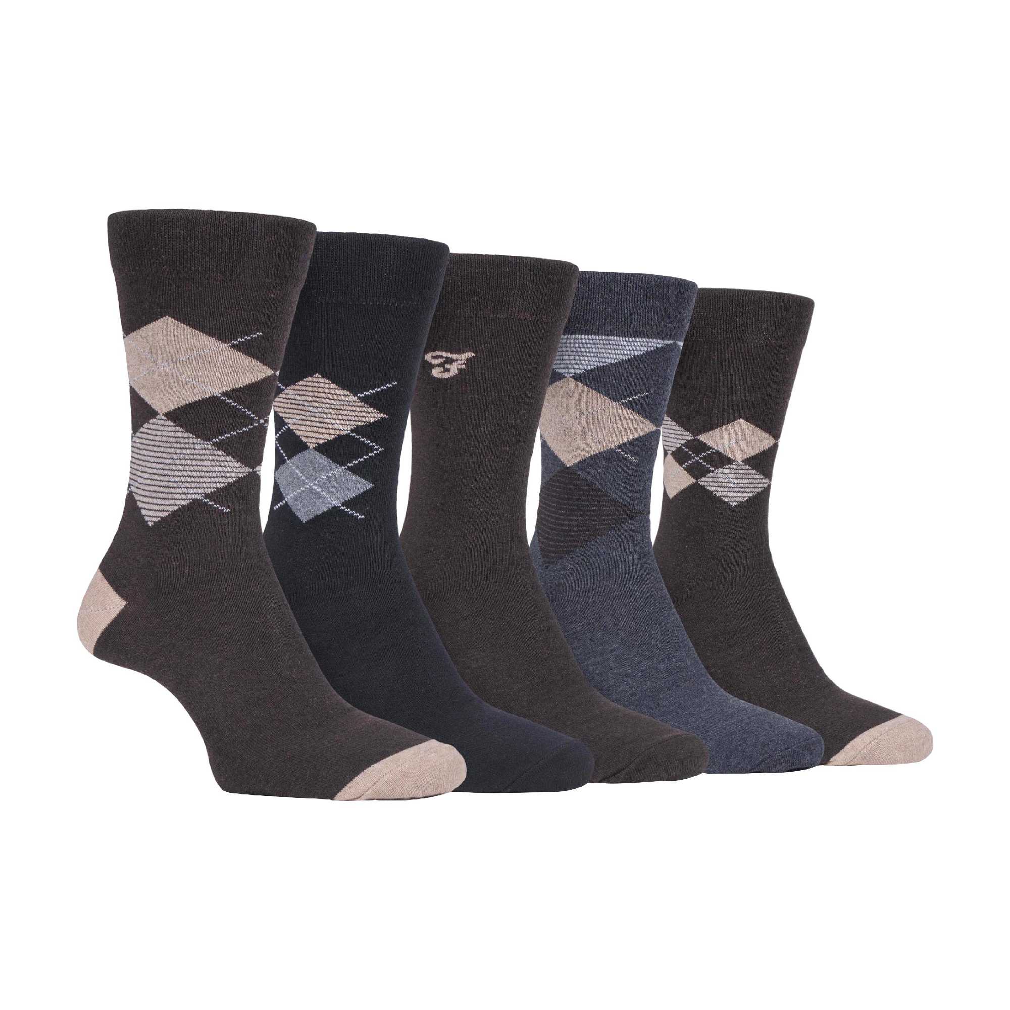Gentle Grip 5 Pack Mens Patterned Cotton Dress Socks