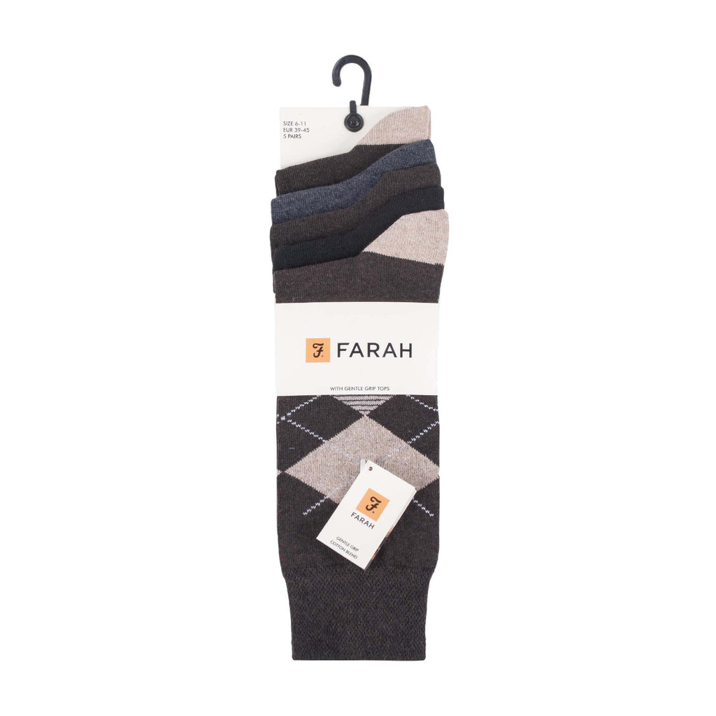 Gentle Grip 5 Pack Mens Patterned Cotton Dress Socks