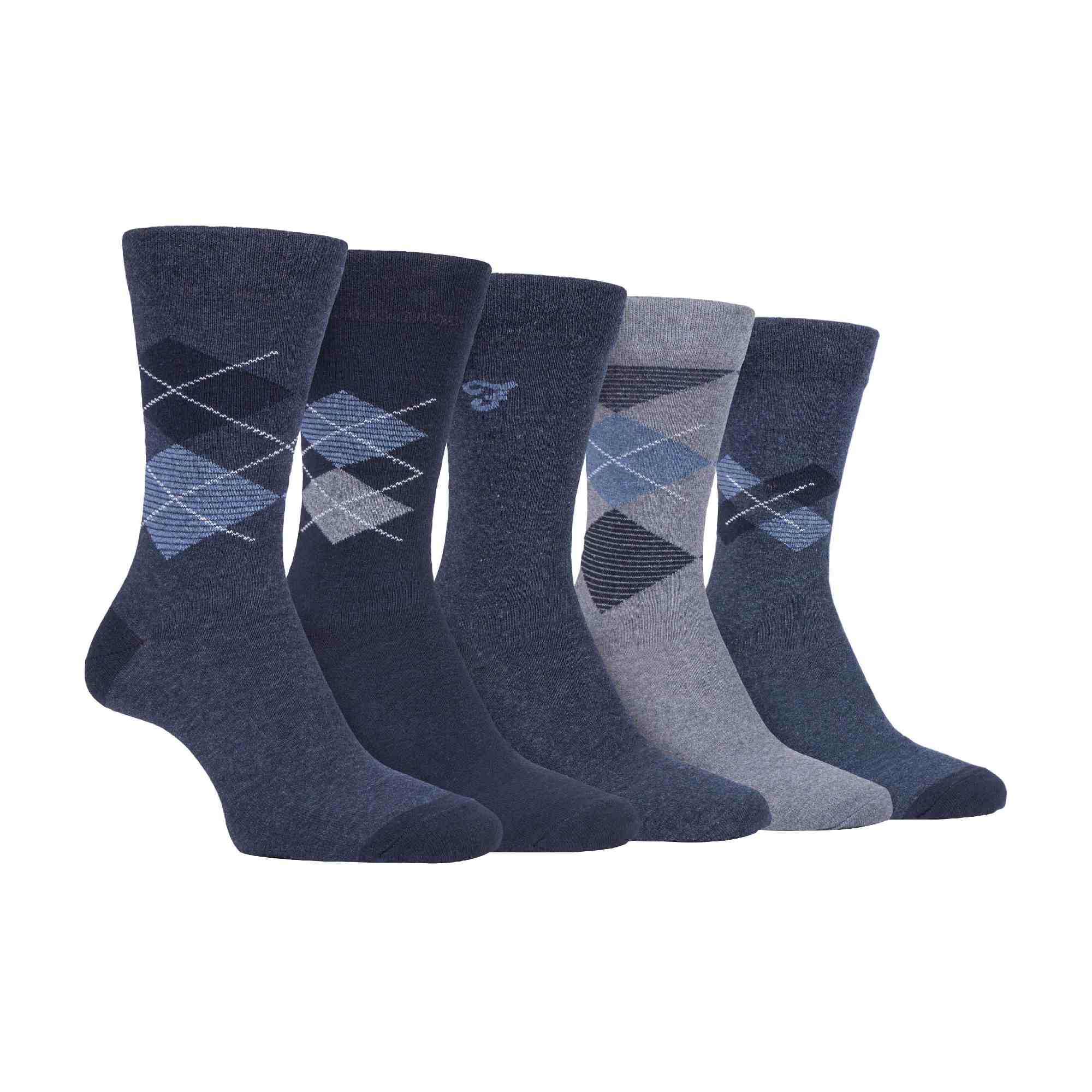 Gentle Grip 5 Pack Mens Patterned Cotton Dress Socks