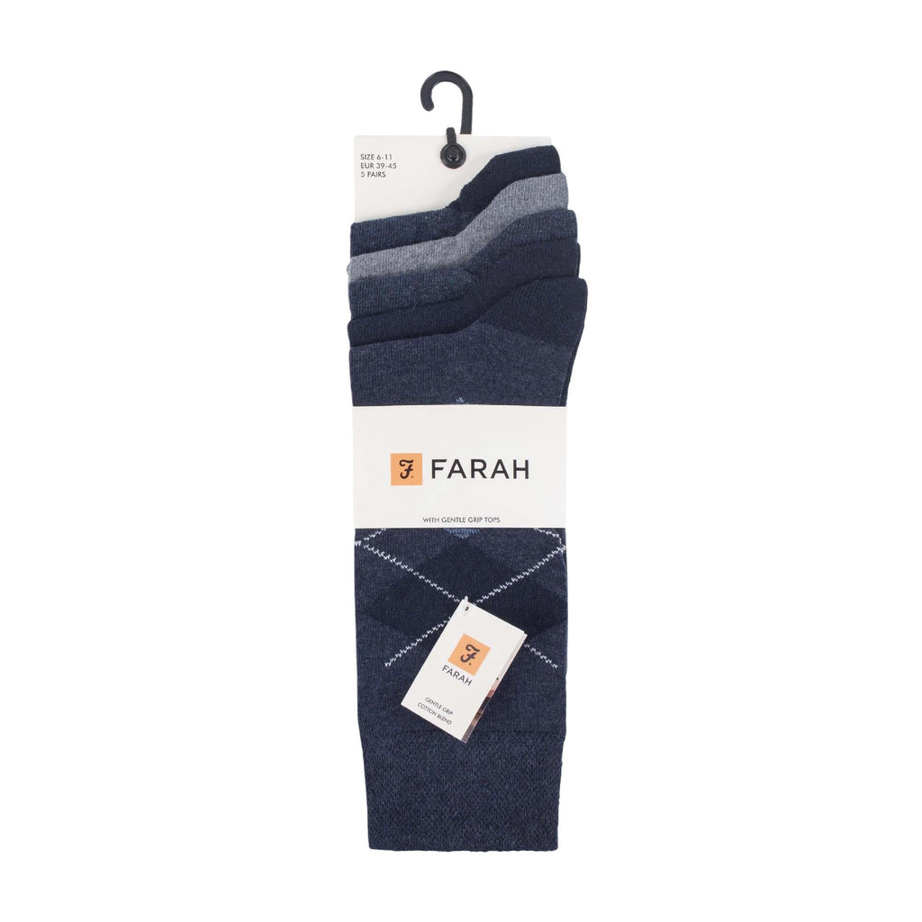 Gentle Grip 5 Pack Mens Patterned Cotton Dress Socks