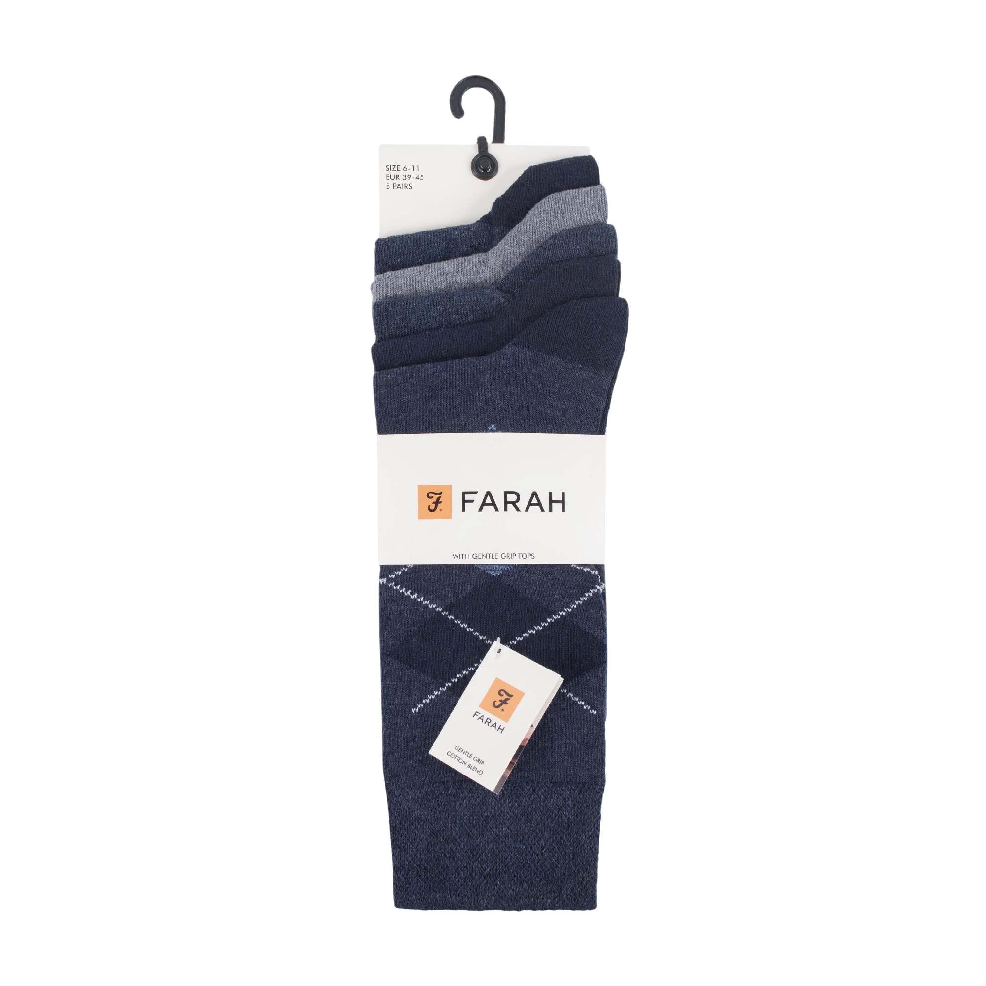 Gentle Grip 5 Pack Mens Patterned Cotton Dress Socks