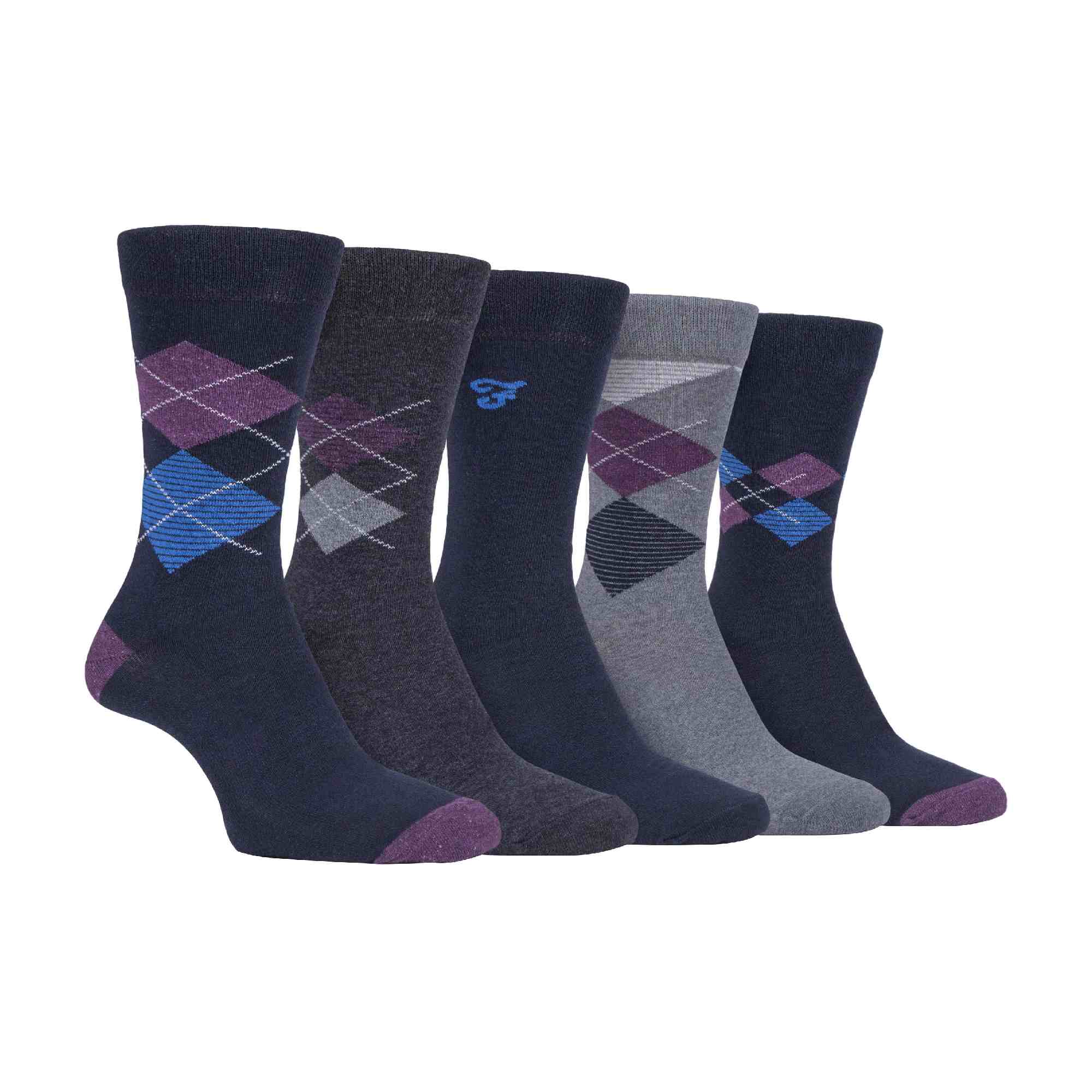 Gentle Grip 5 Pack Mens Patterned Cotton Dress Socks