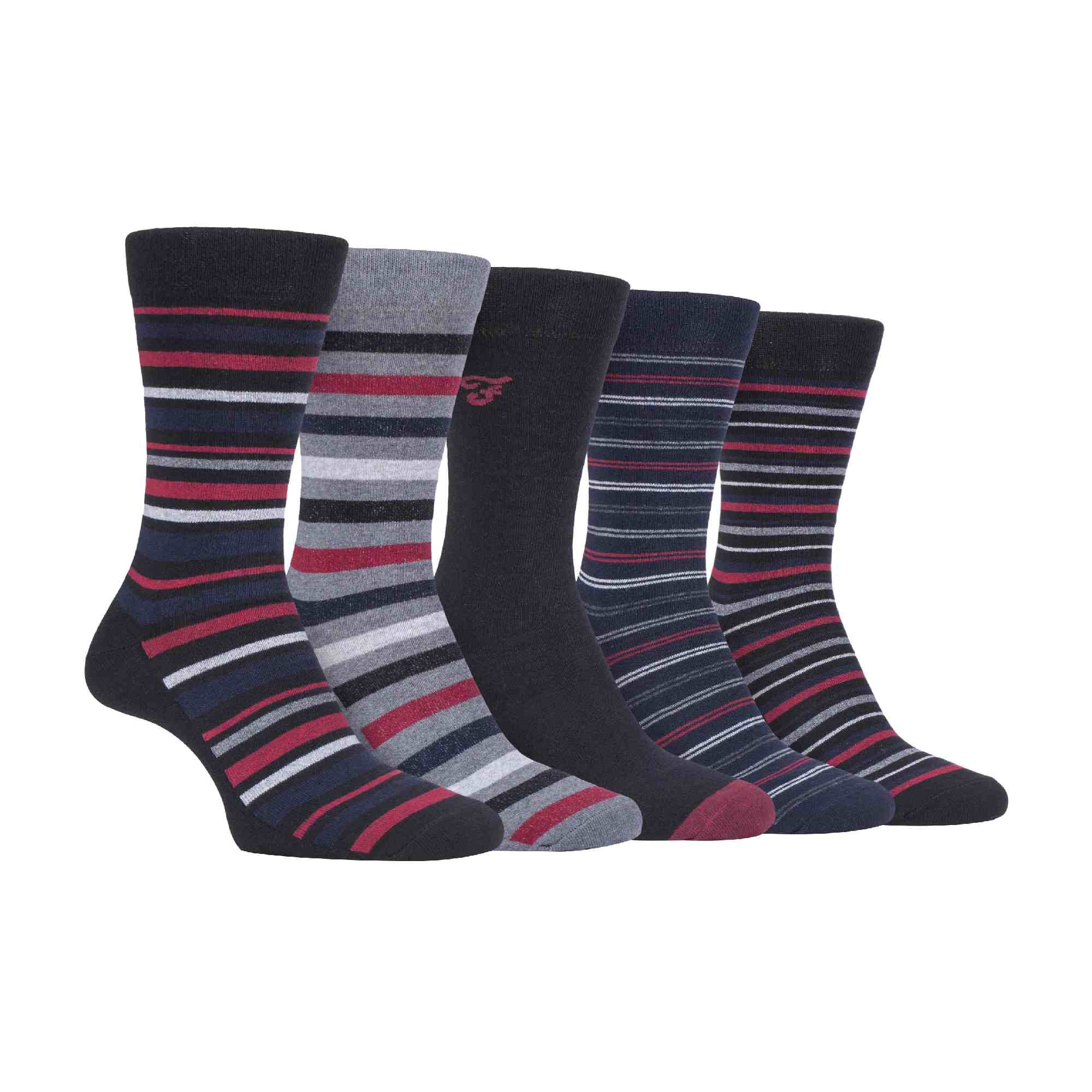 Gentle Grip 5 Pack Mens Patterned Cotton Dress Socks