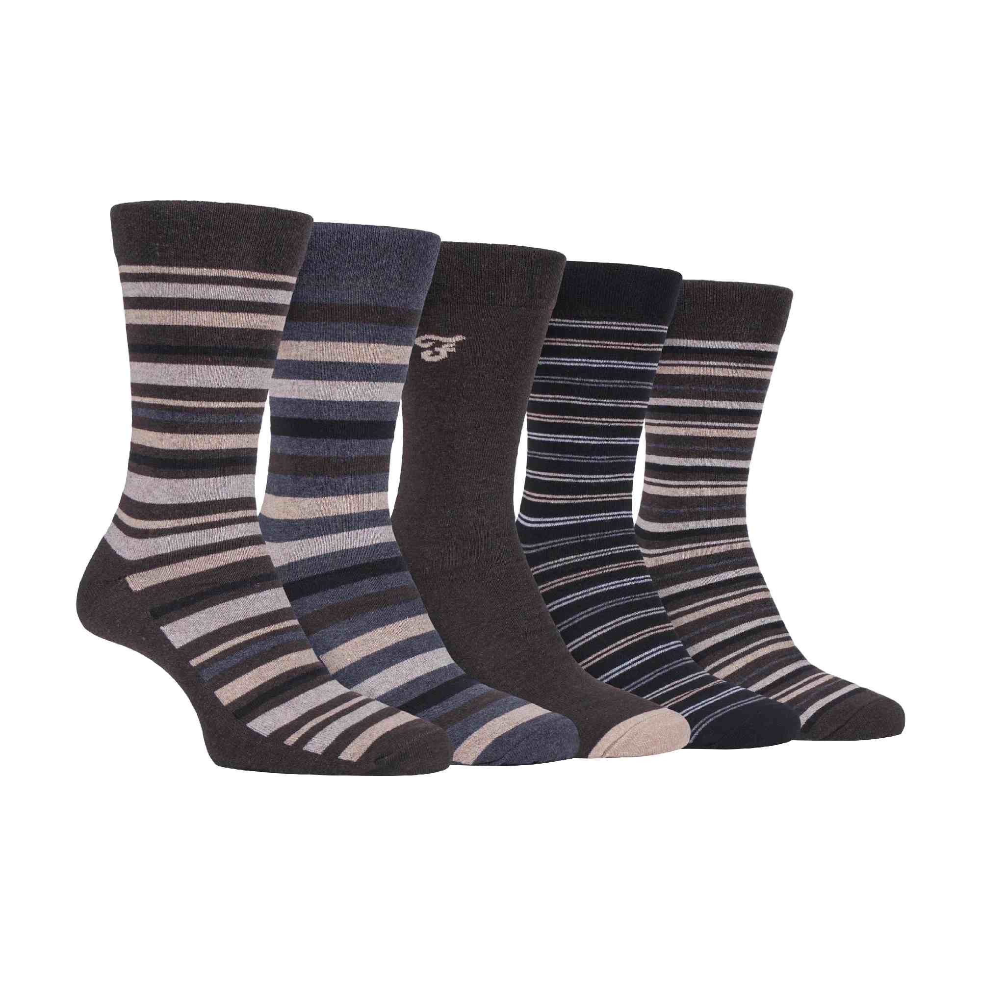 Gentle Grip 5 Pack Mens Patterned Cotton Dress Socks