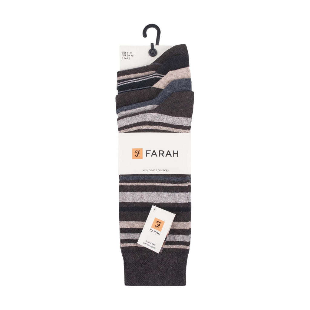 Gentle Grip 5 Pack Mens Patterned Cotton Dress Socks