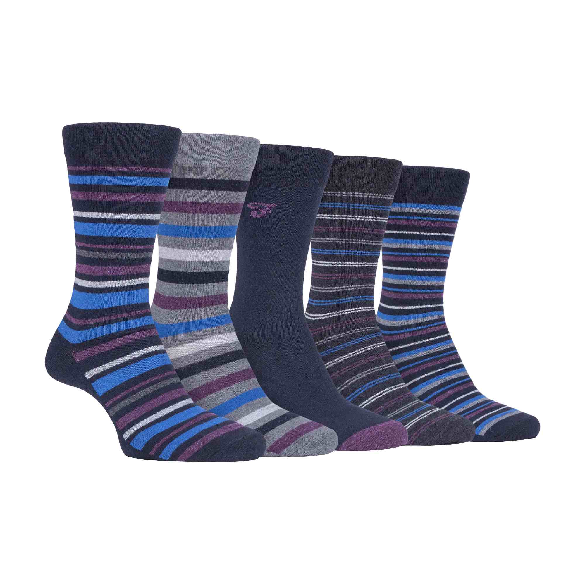 Gentle Grip 5 Pack Mens Patterned Cotton Dress Socks