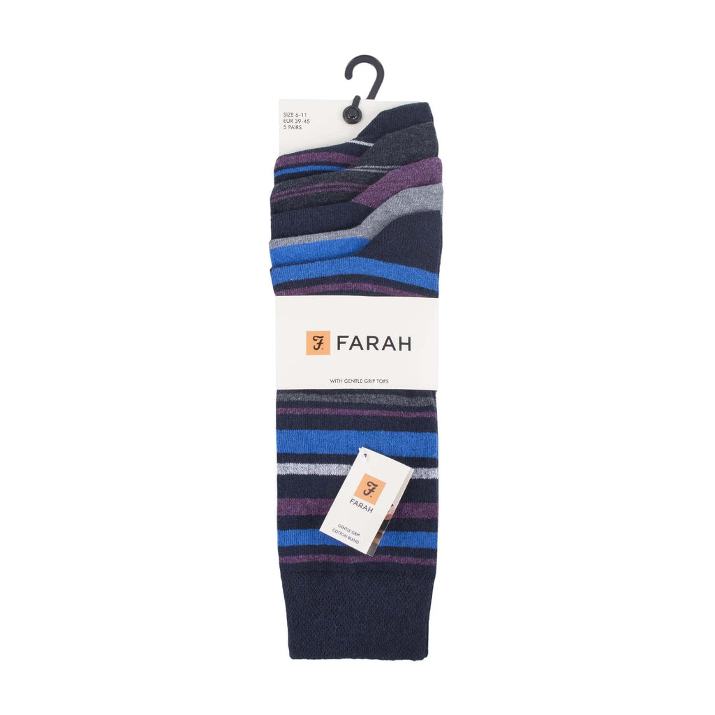 Gentle Grip 5 Pack Mens Patterned Cotton Dress Socks