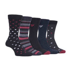 Gentle Grip 5 Pack Mens Patterned Cotton Dress Socks