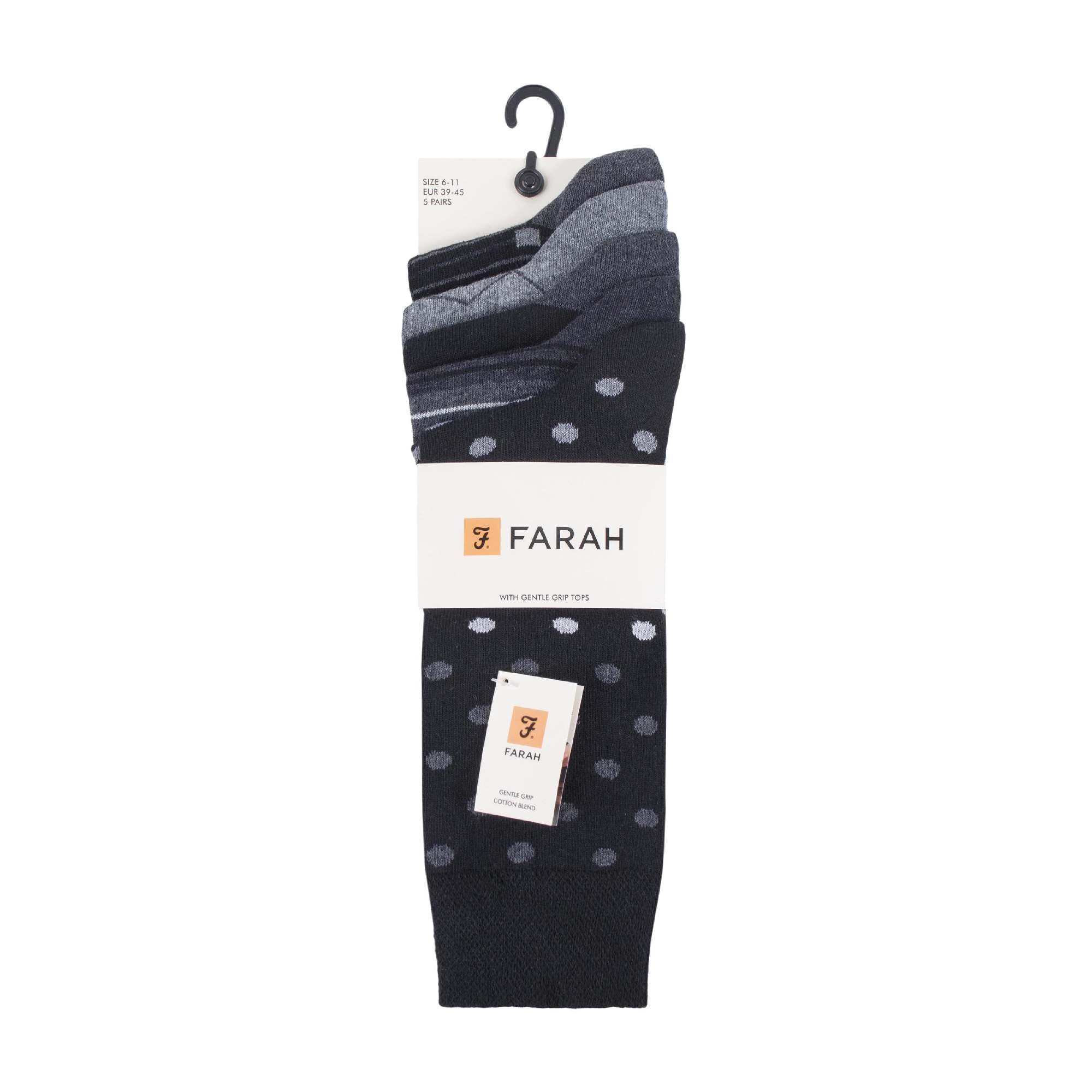 Gentle Grip 5 Pack Mens Patterned Cotton Dress Socks