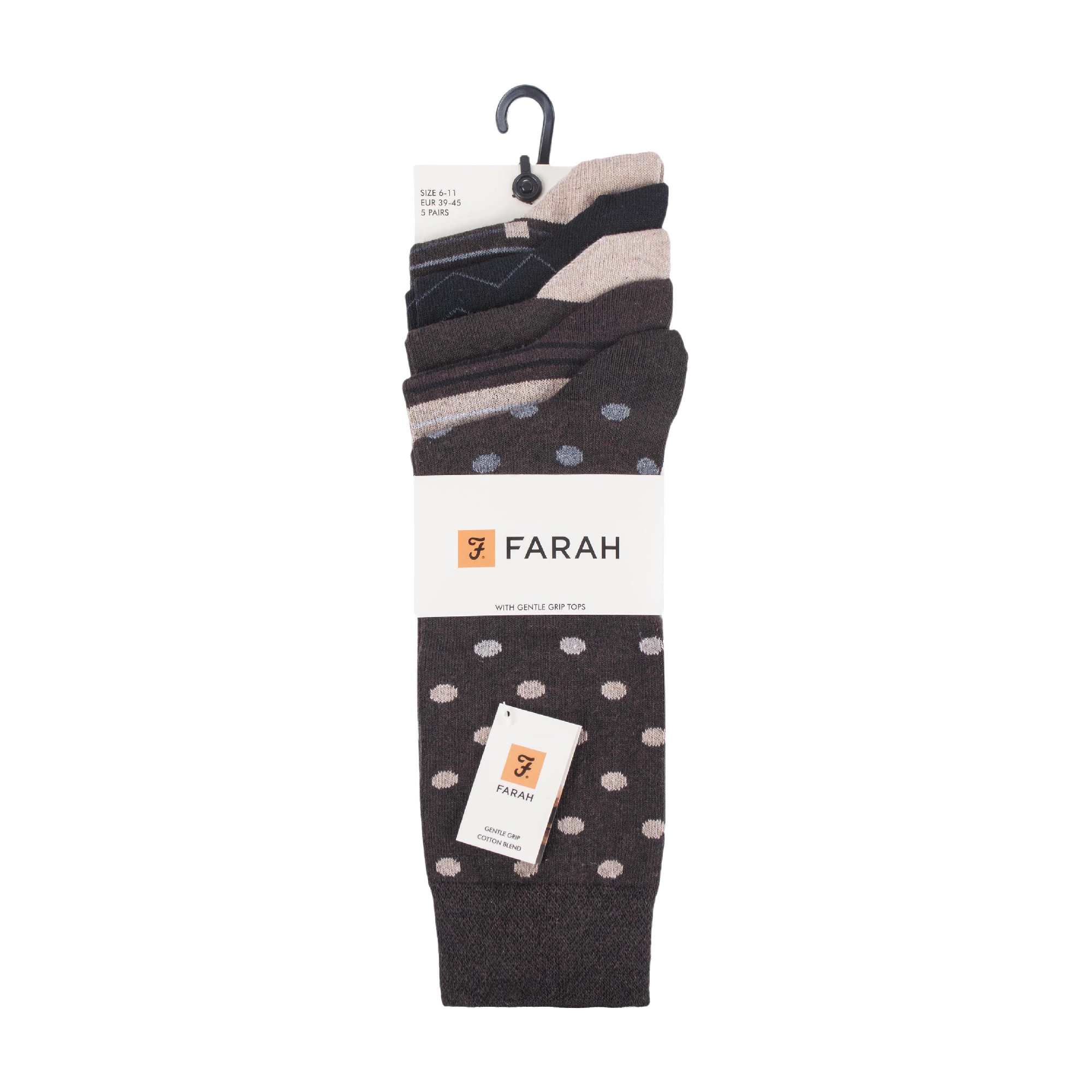 Gentle Grip 5 Pack Mens Patterned Cotton Dress Socks