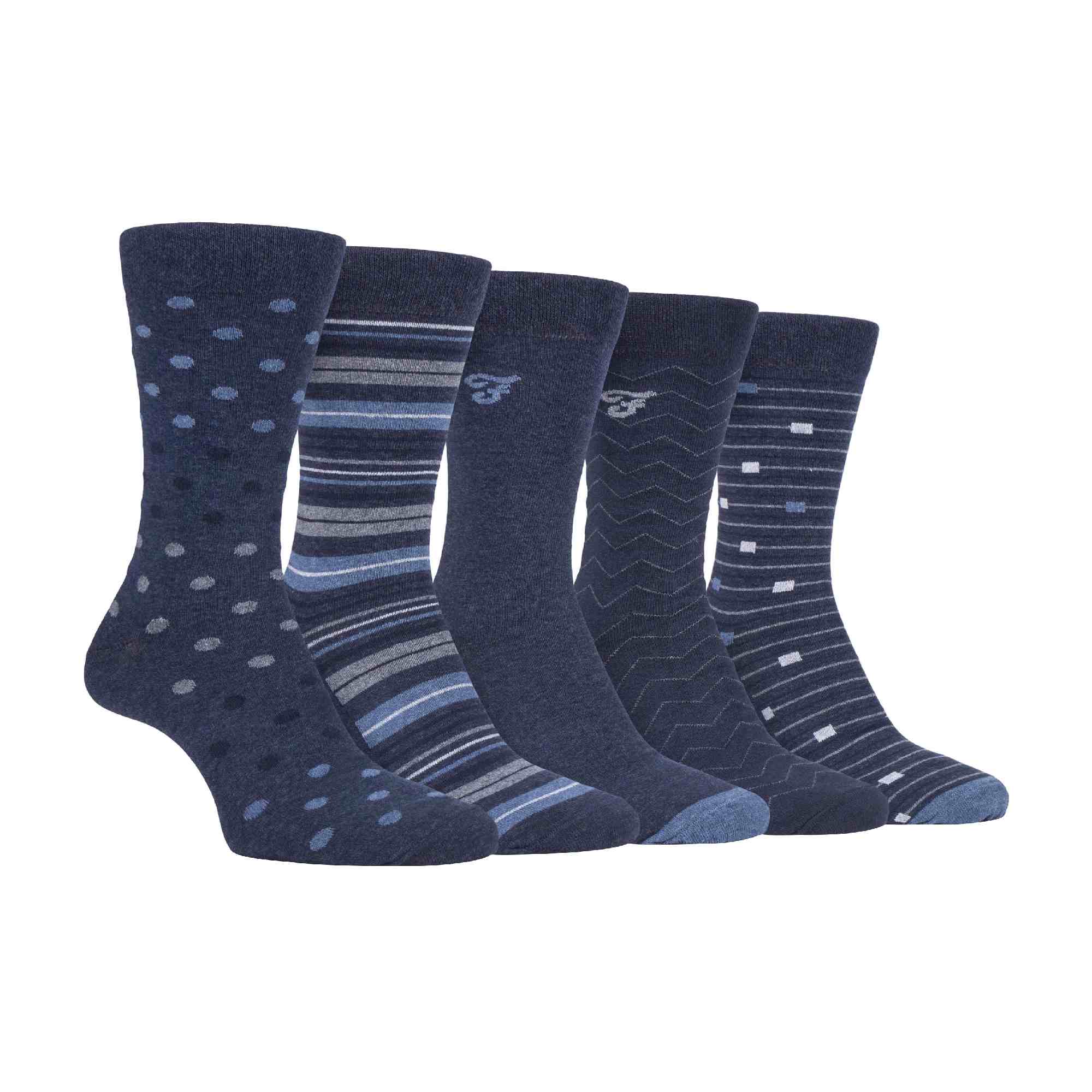 Gentle Grip 5 Pack Mens Patterned Cotton Dress Socks