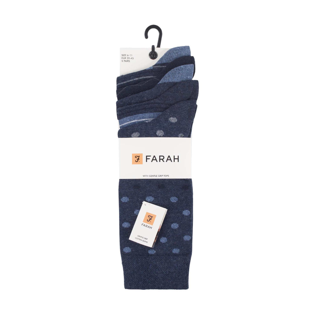 Gentle Grip 5 Pack Mens Patterned Cotton Dress Socks