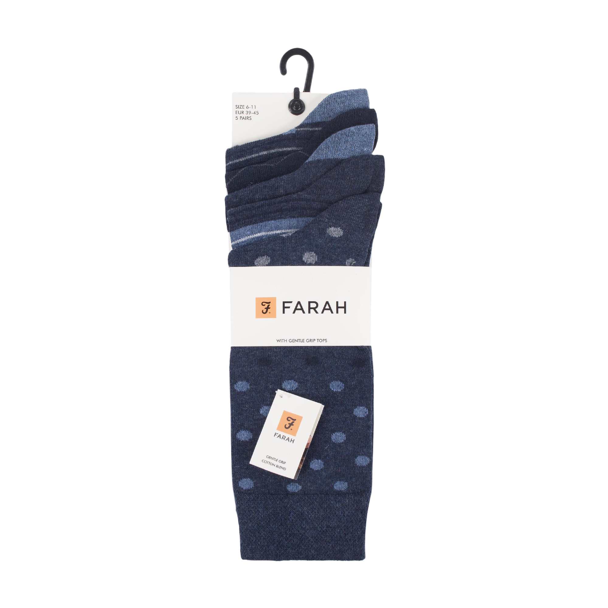 Gentle Grip 5 Pack Mens Patterned Cotton Dress Socks