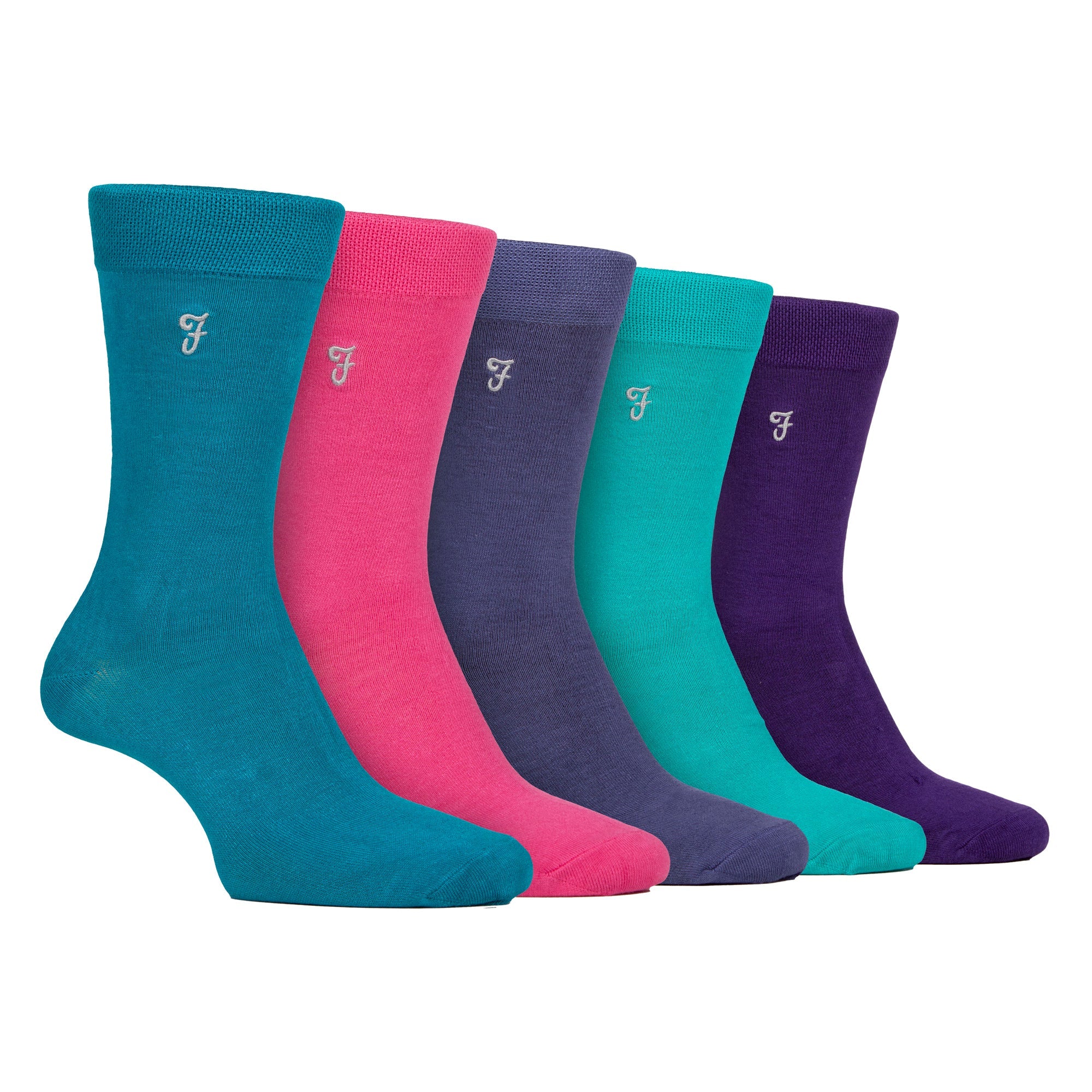 Farah Silver 5 Pack Mens Bamboo Patterned Socks