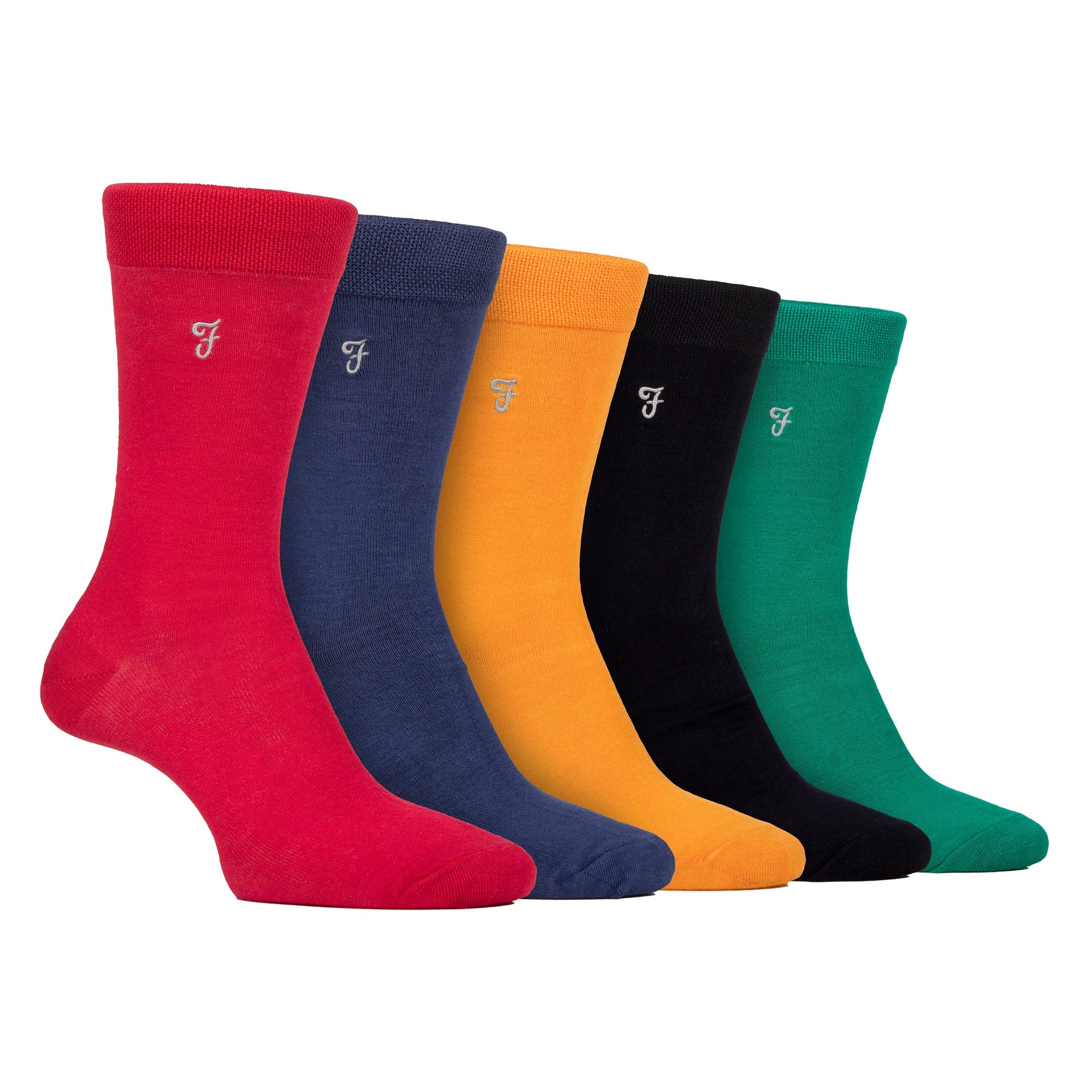 Farah Silver 5 Pack Mens Bamboo Patterned Socks