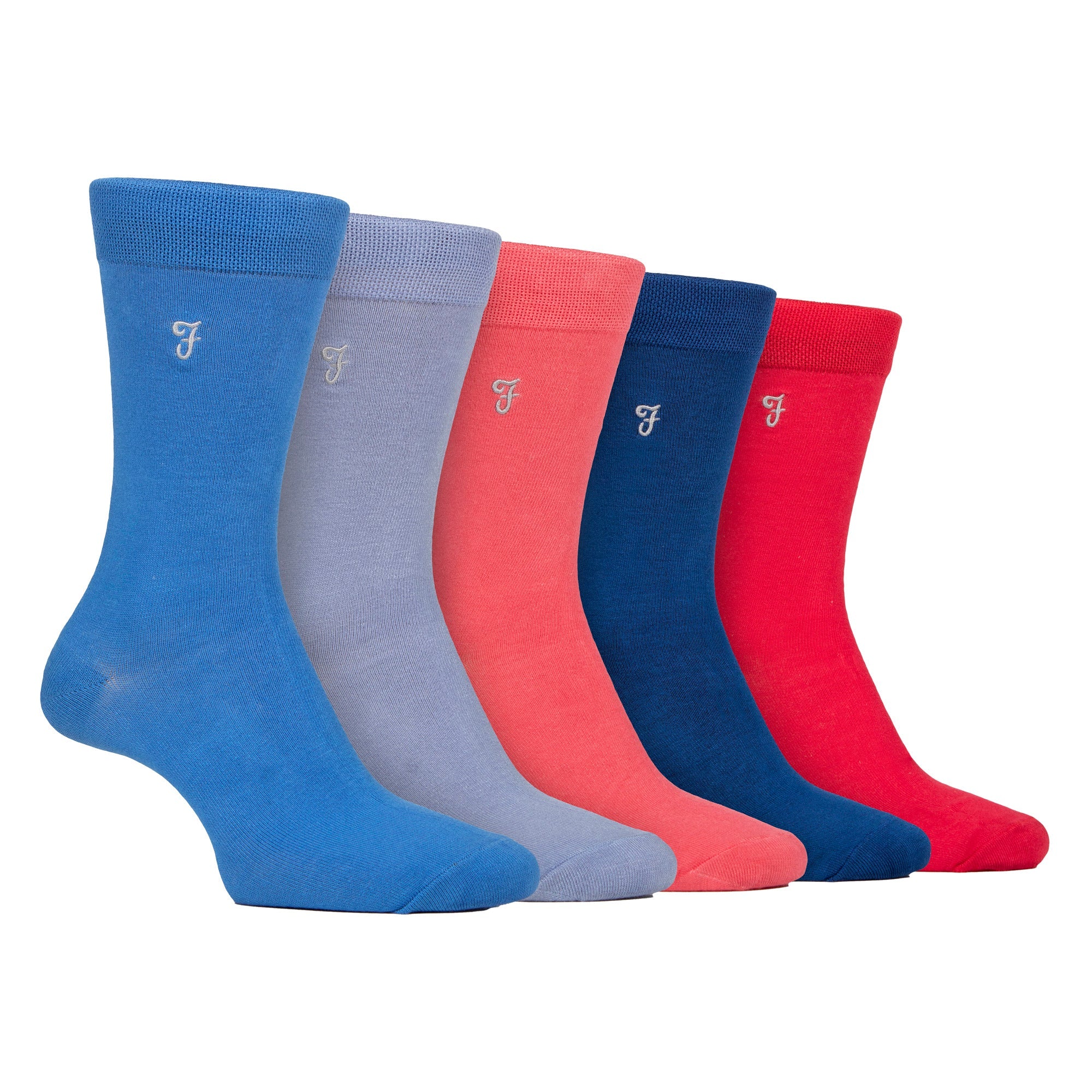 Farah Silver 5 Pack Mens Bamboo Patterned Socks