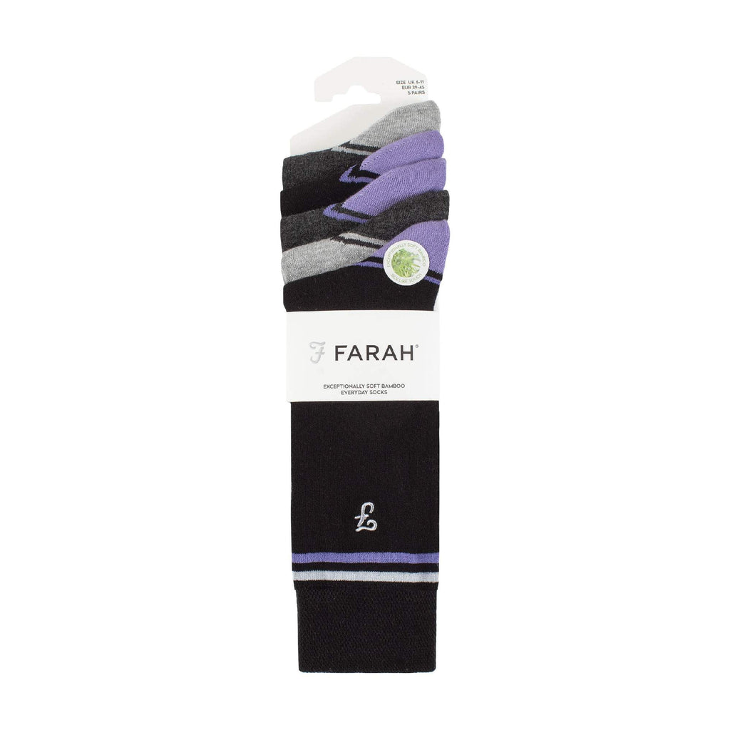 Gentle Grip 5 Pack Mens Bamboo Bright Striped Patterned Socks
