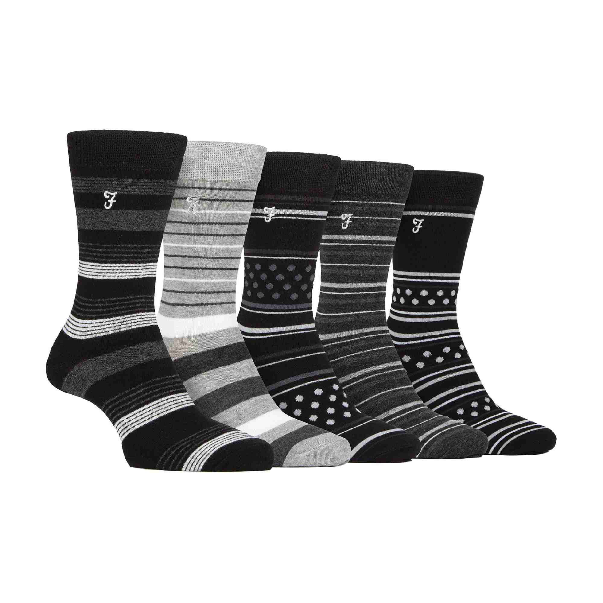 Gentle Grip 5 Pack Mens Bamboo Bright Striped Patterned Socks