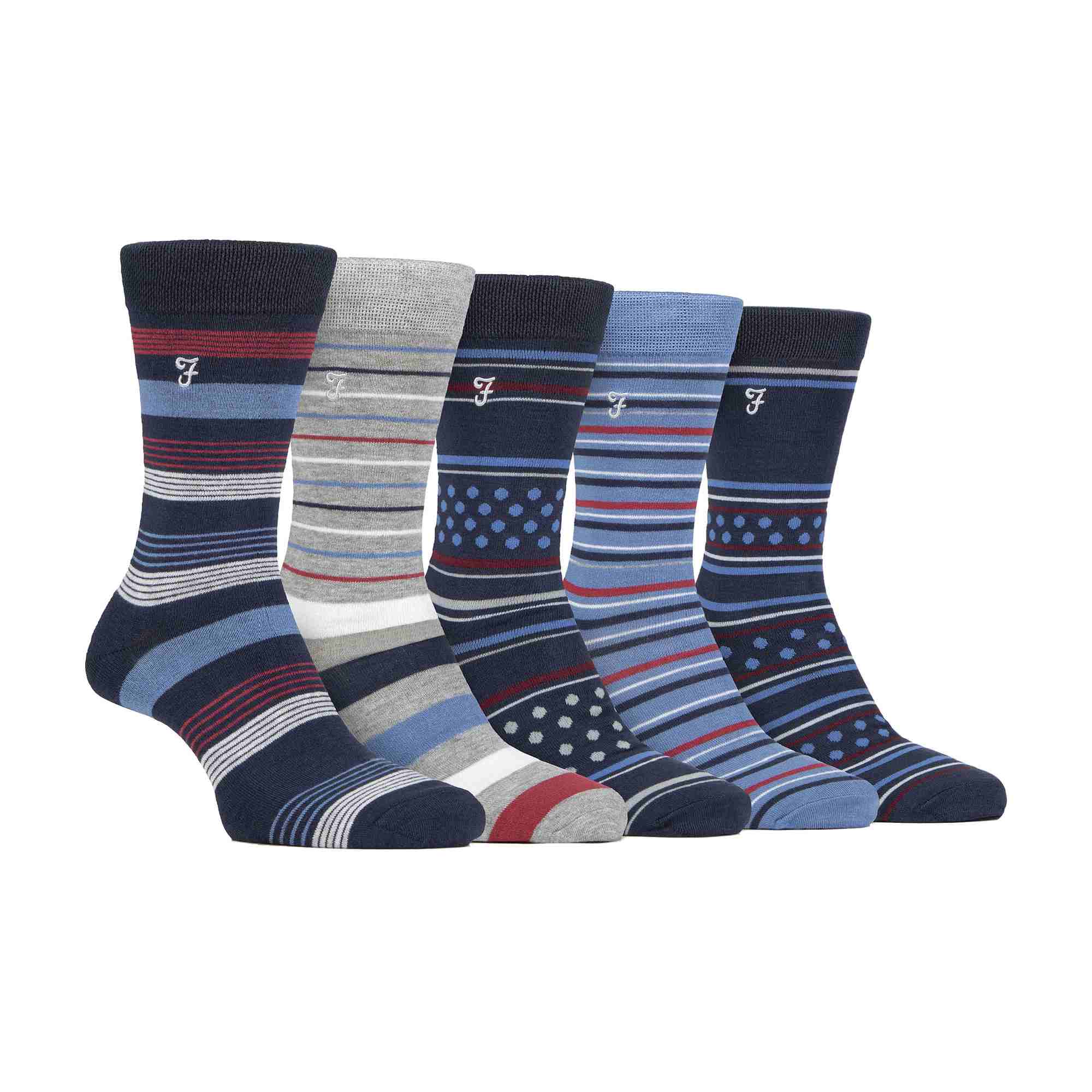 Gentle Grip 5 Pack Mens Bamboo Bright Striped Patterned Socks