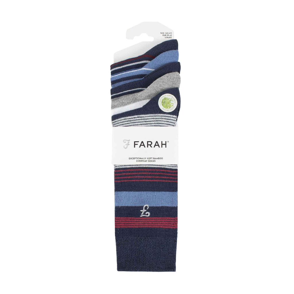 Gentle Grip 5 Pack Mens Bamboo Bright Striped Patterned Socks