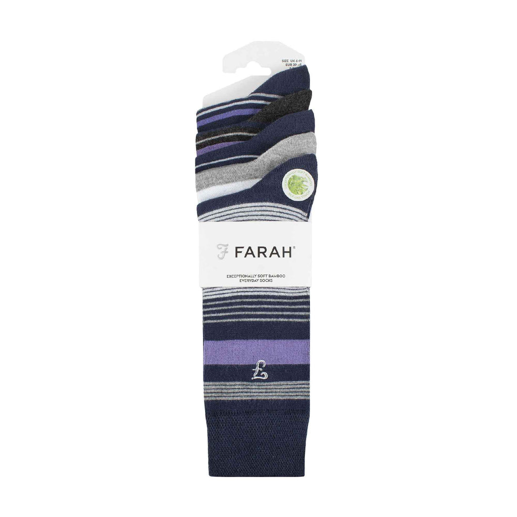 Gentle Grip 5 Pack Mens Bamboo Bright Striped Patterned Socks